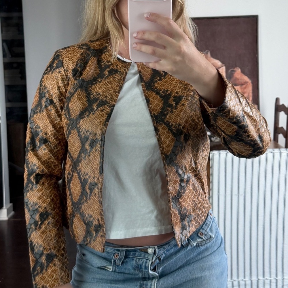 Vintage Y2K Animal Print Textured Jacket‎ Size Small
